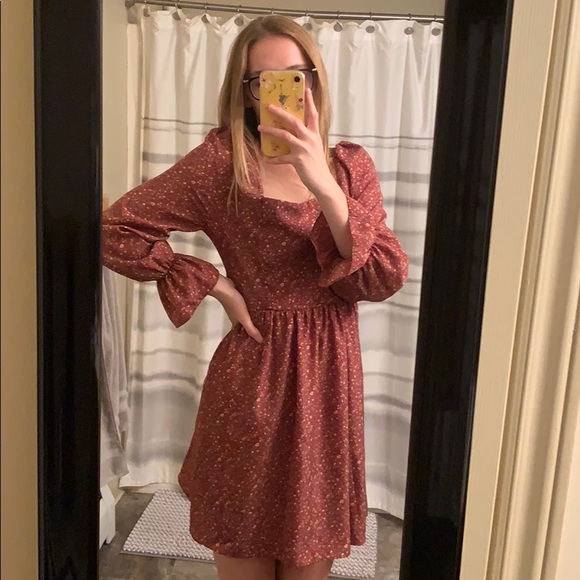 shein red floral dress